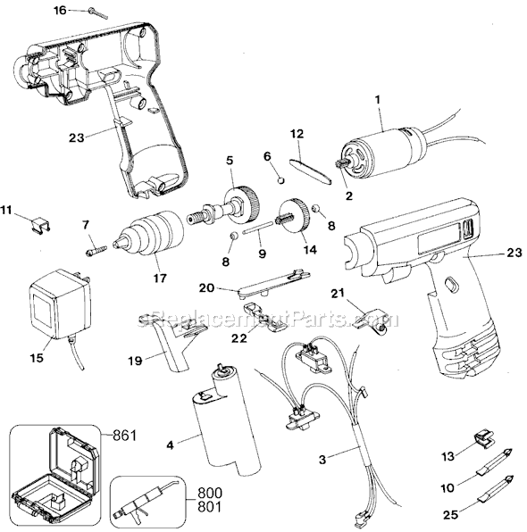 Page A Diagram and Parts List for 9049KC Type 1 Black and Decker Electric Drill